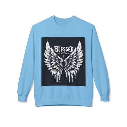 Blessed Wings Unisex Fleece Crewneck Sweatshirt - Softstyle Classic for Faith & Comfort