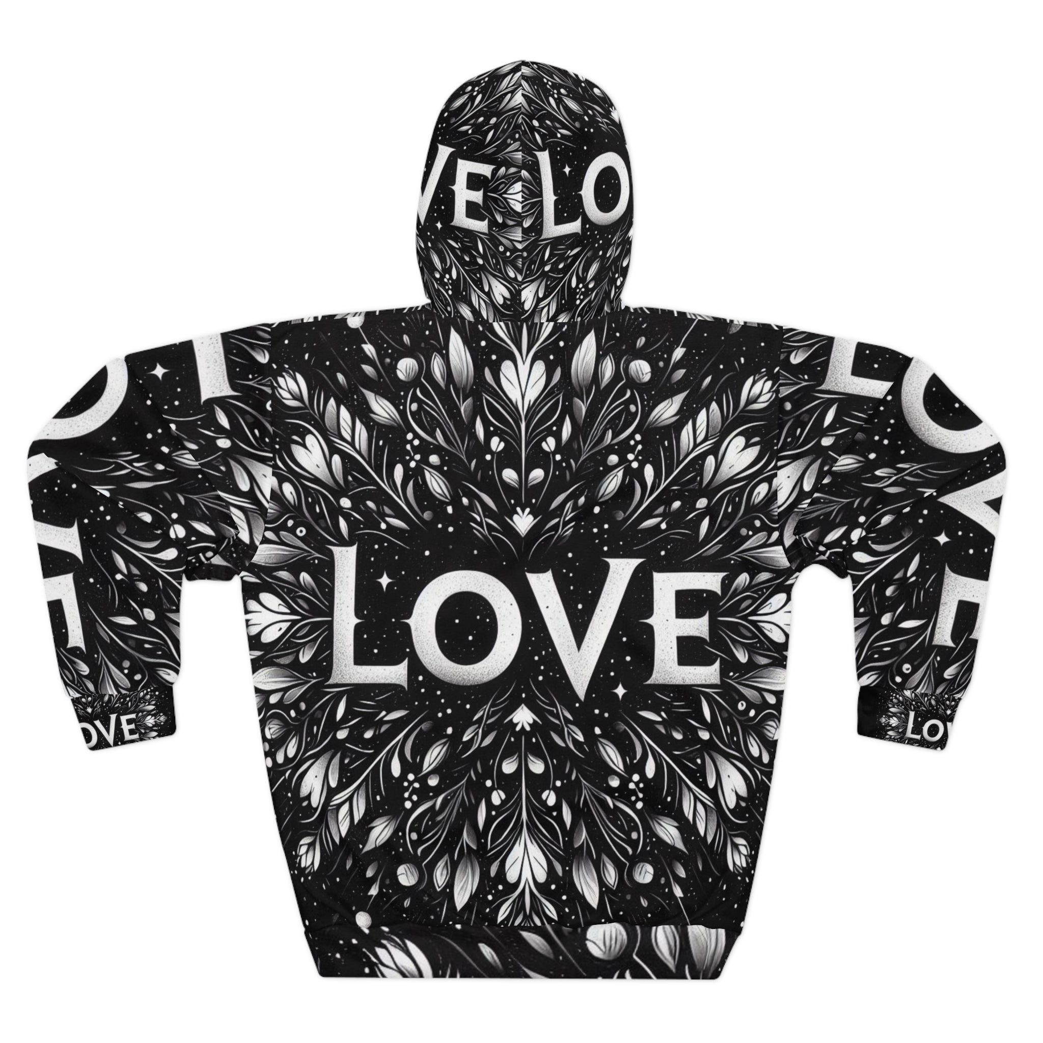 Unisex Love Pattern Pullover Hoodie - Stylish and Cozy for Everyday Wear