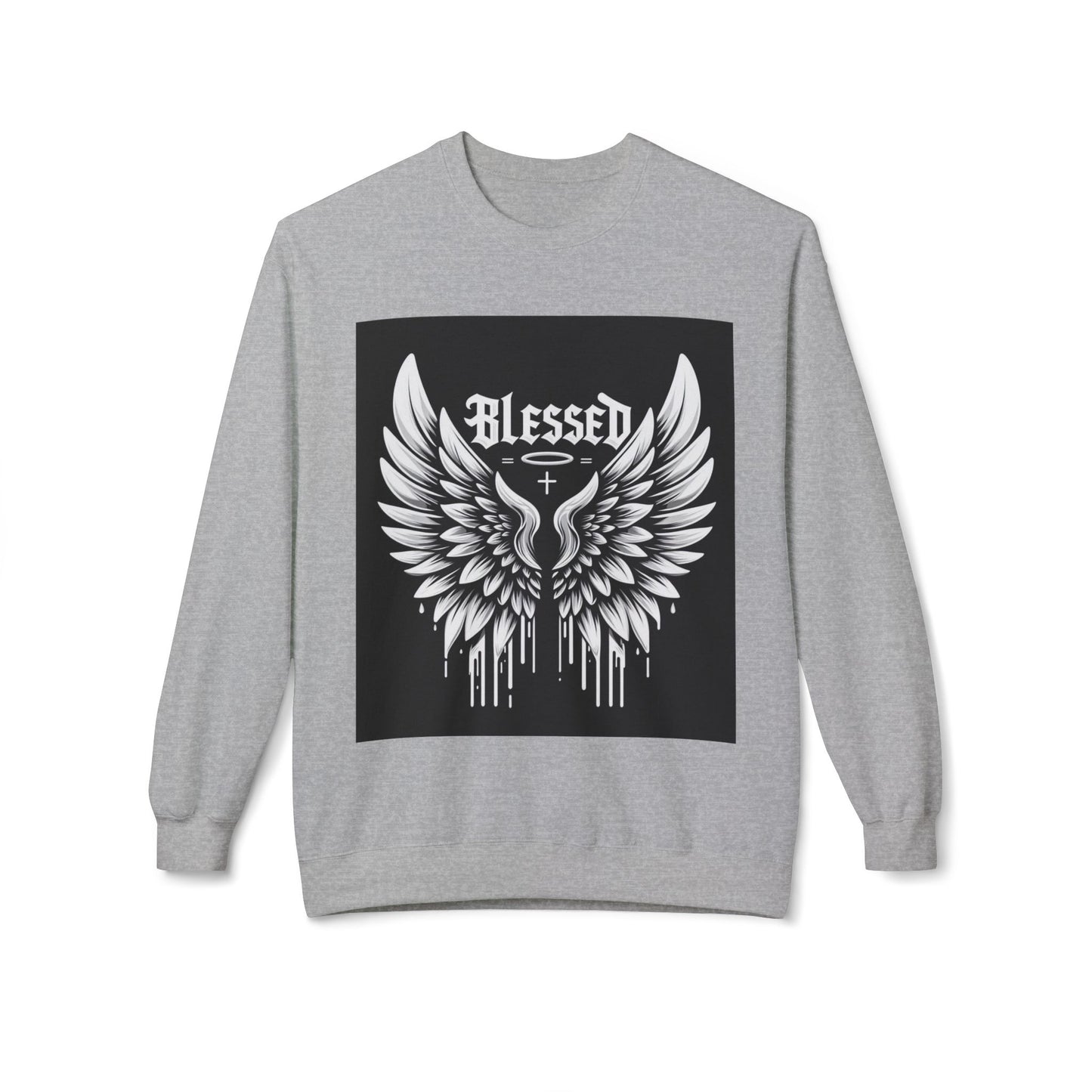 Blessed Wings Unisex Fleece Crewneck Sweatshirt - Softstyle Classic for Faith & Comfort