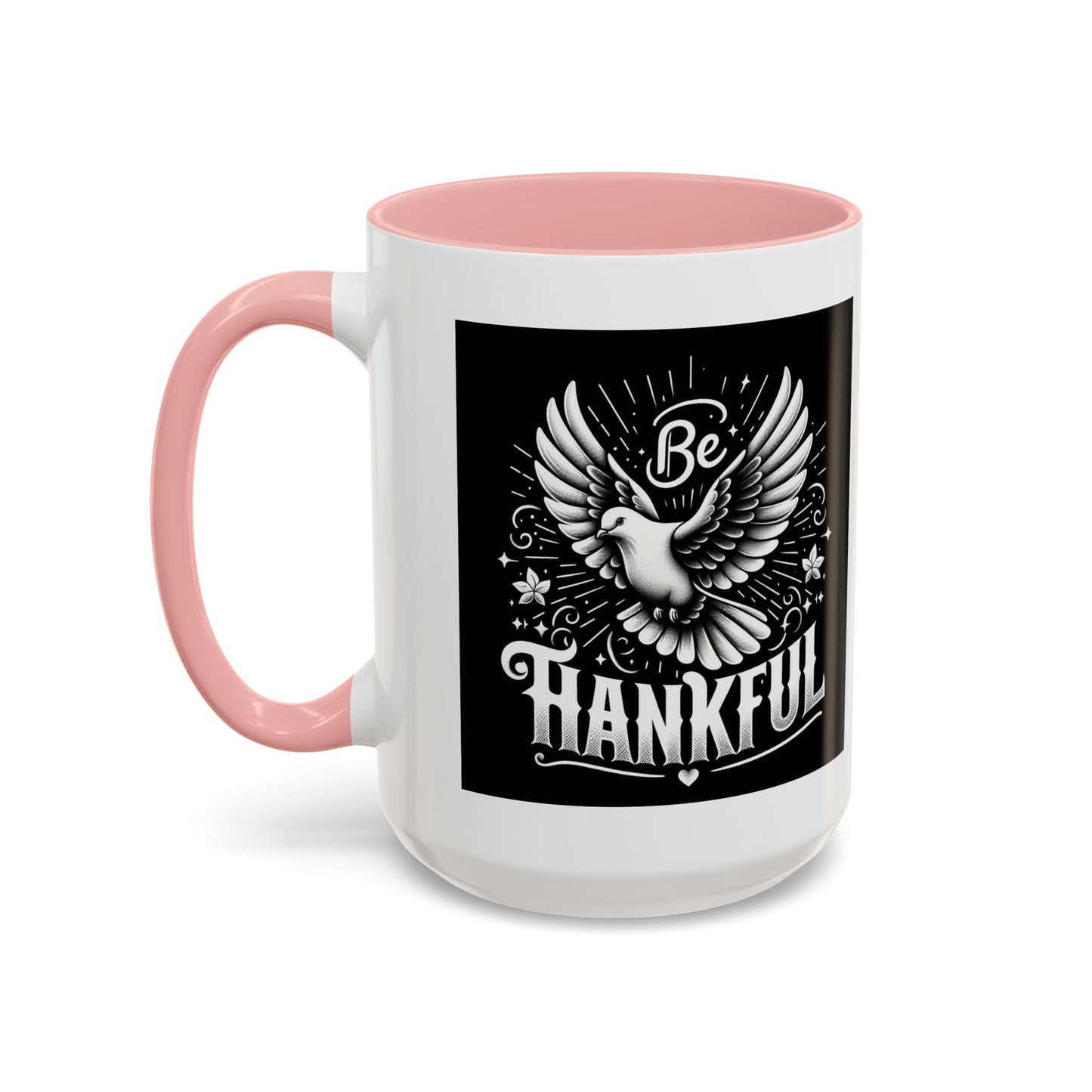 Be Thankful Accent Coffee Mug - Black Winged Design for Daily Inspiration