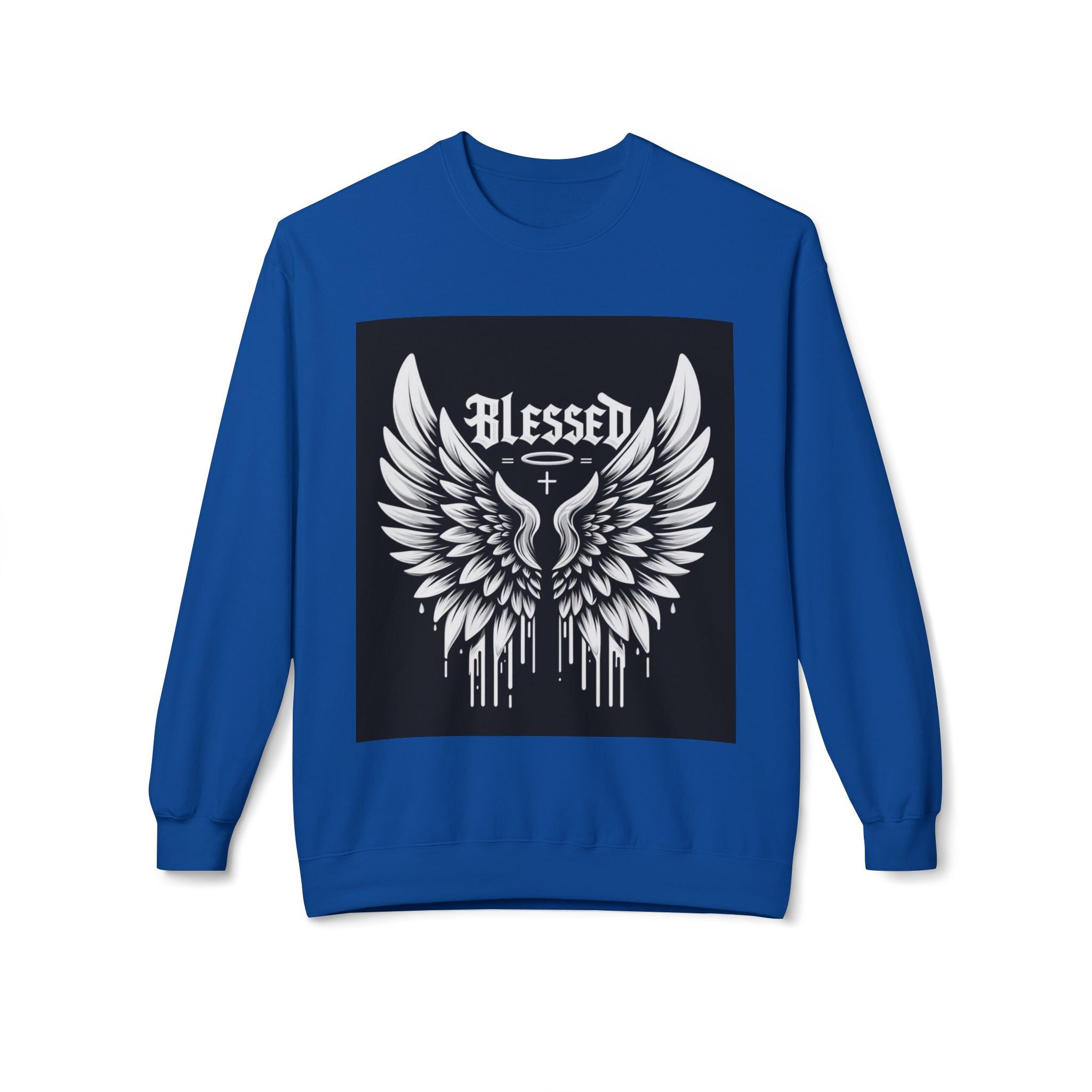 Blessed Wings Unisex Fleece Crewneck Sweatshirt - Softstyle Classic for Faith & Comfort