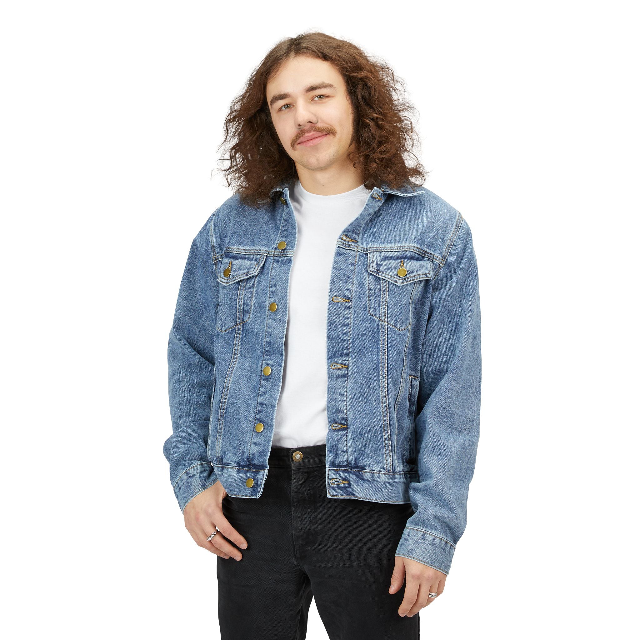 Men's Denim Jacket with Bold Graphic Design - Perfect for Casual Style and Celebrations