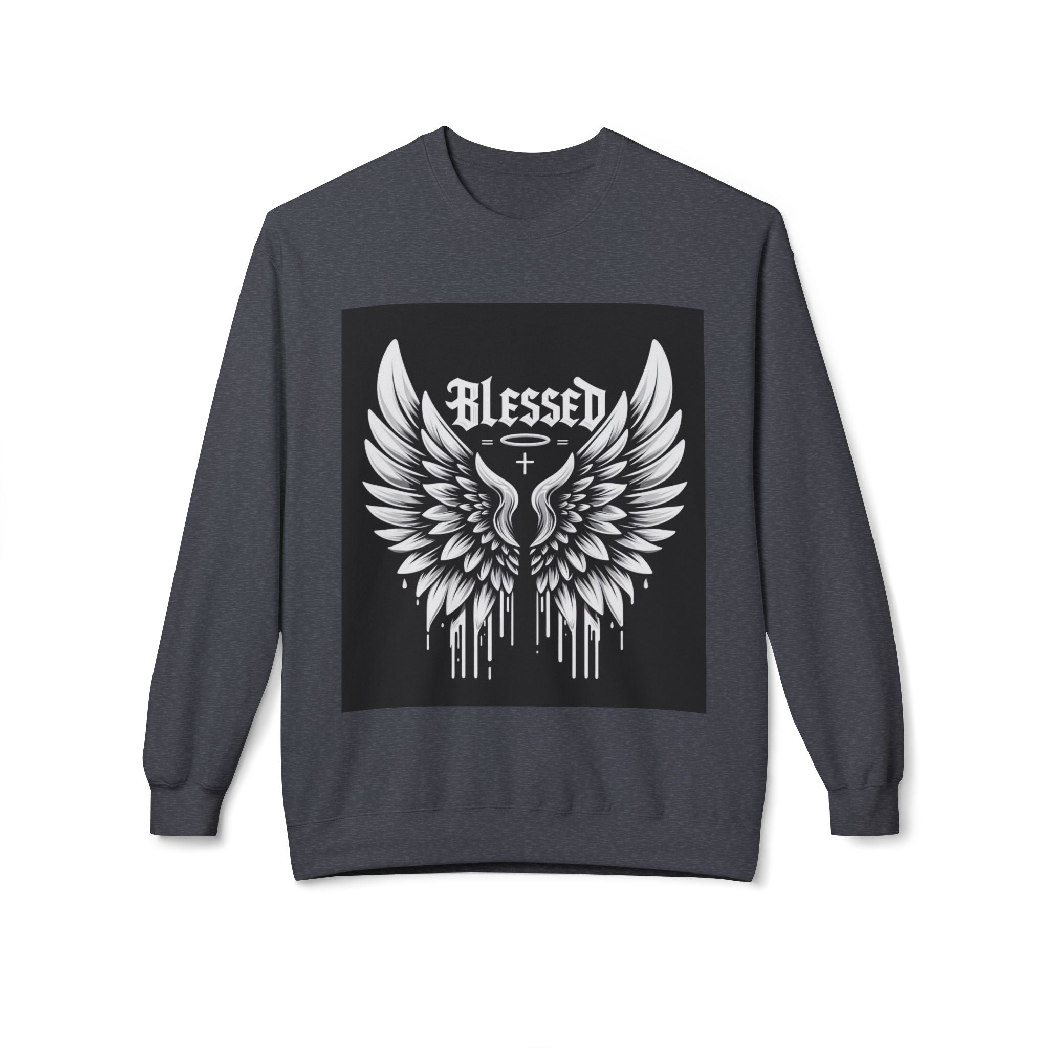 Blessed Wings Unisex Fleece Crewneck Sweatshirt - Softstyle Classic for Faith & Comfort