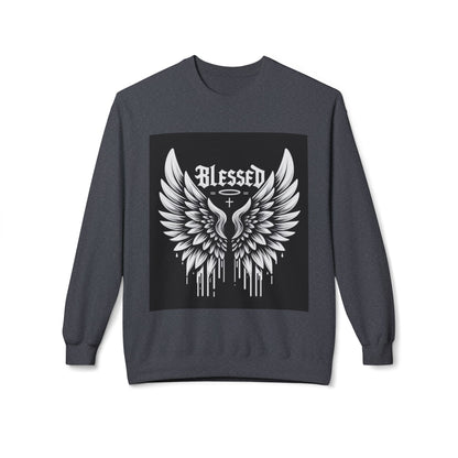 Blessed Wings Unisex Fleece Crewneck Sweatshirt - Softstyle Classic for Faith & Comfort