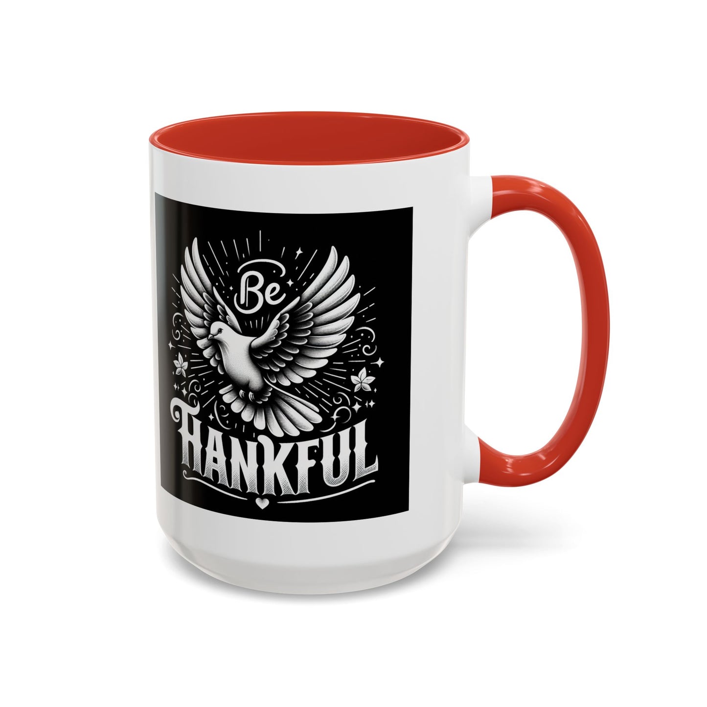 Be Thankful Accent Coffee Mug - Black Winged Design for Daily Inspiration