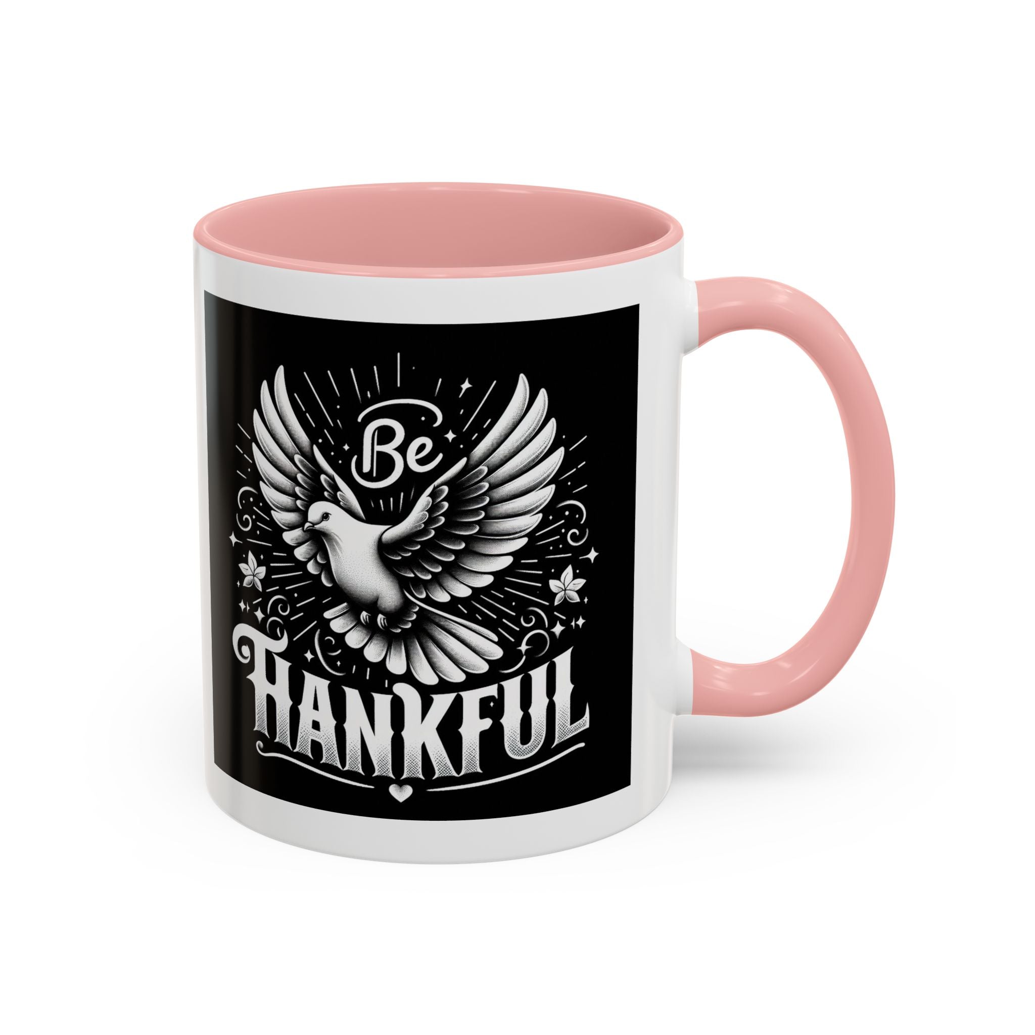 Be Thankful Accent Coffee Mug - Black Winged Design for Daily Inspiration