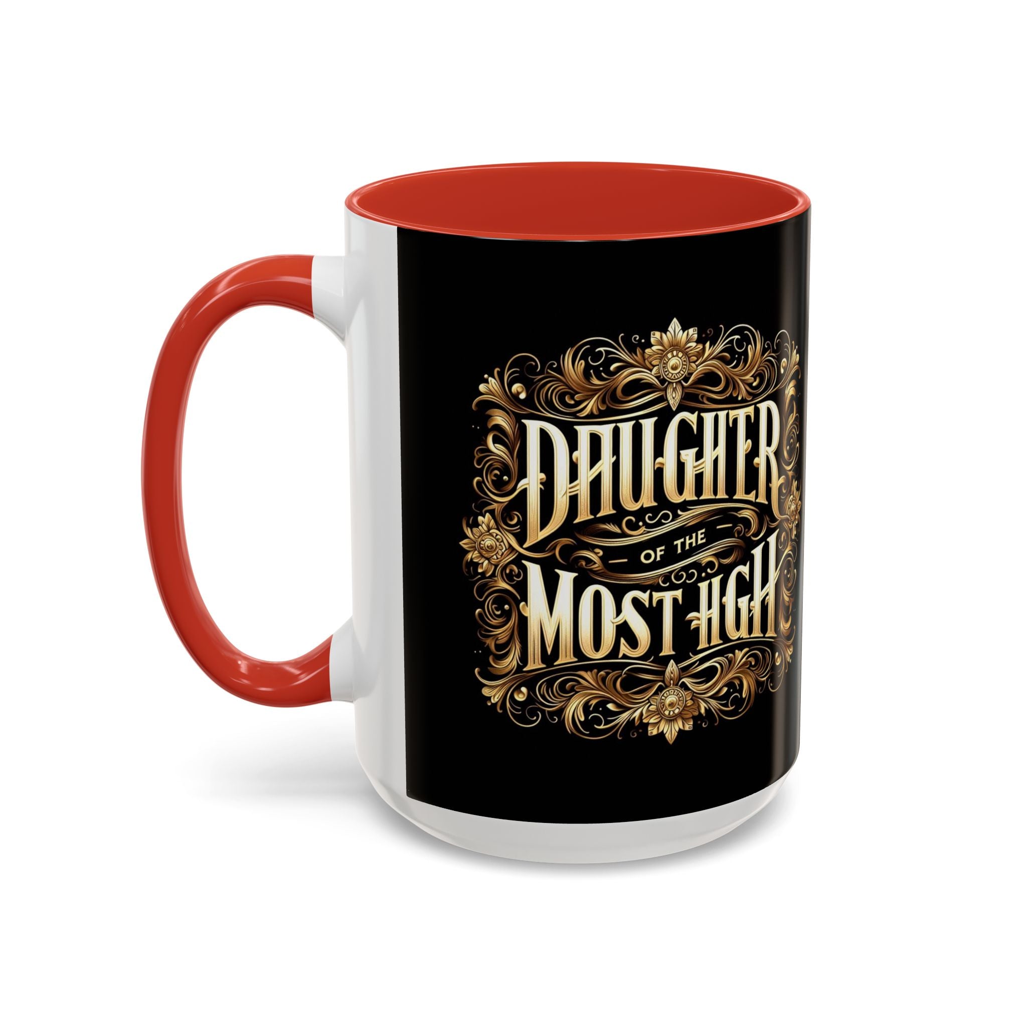 Daughter of the Most High Accent Coffee Mug | Elegant Black Ceramic | Perfect Gift for Celebrations