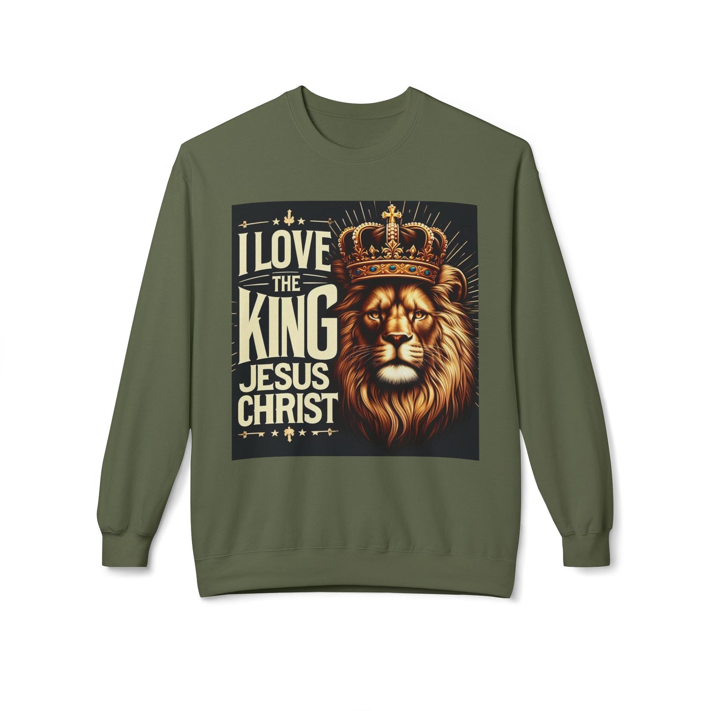 Unisex Fleece Sweatshirt - 'I Love The King Jesus Christ' Design