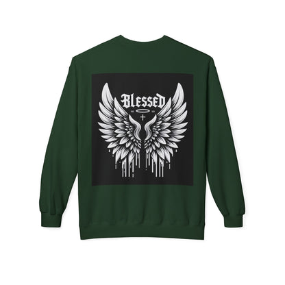 Blessed Wings Unisex Fleece Crewneck Sweatshirt - Softstyle Classic for Faith & Comfort