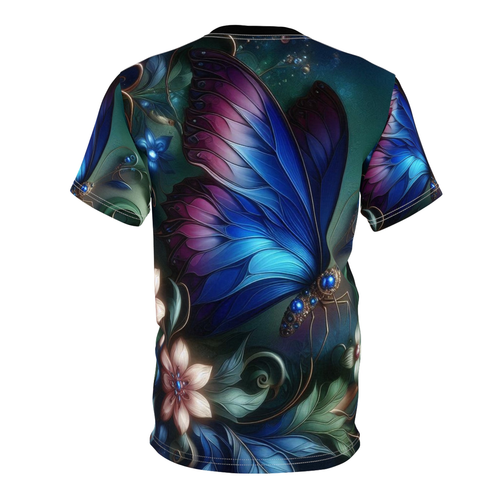 Butterfly Dreams Unisex Cut & Sew Tee – Vibrant Floral Graphic Shirt for Nature Lovers