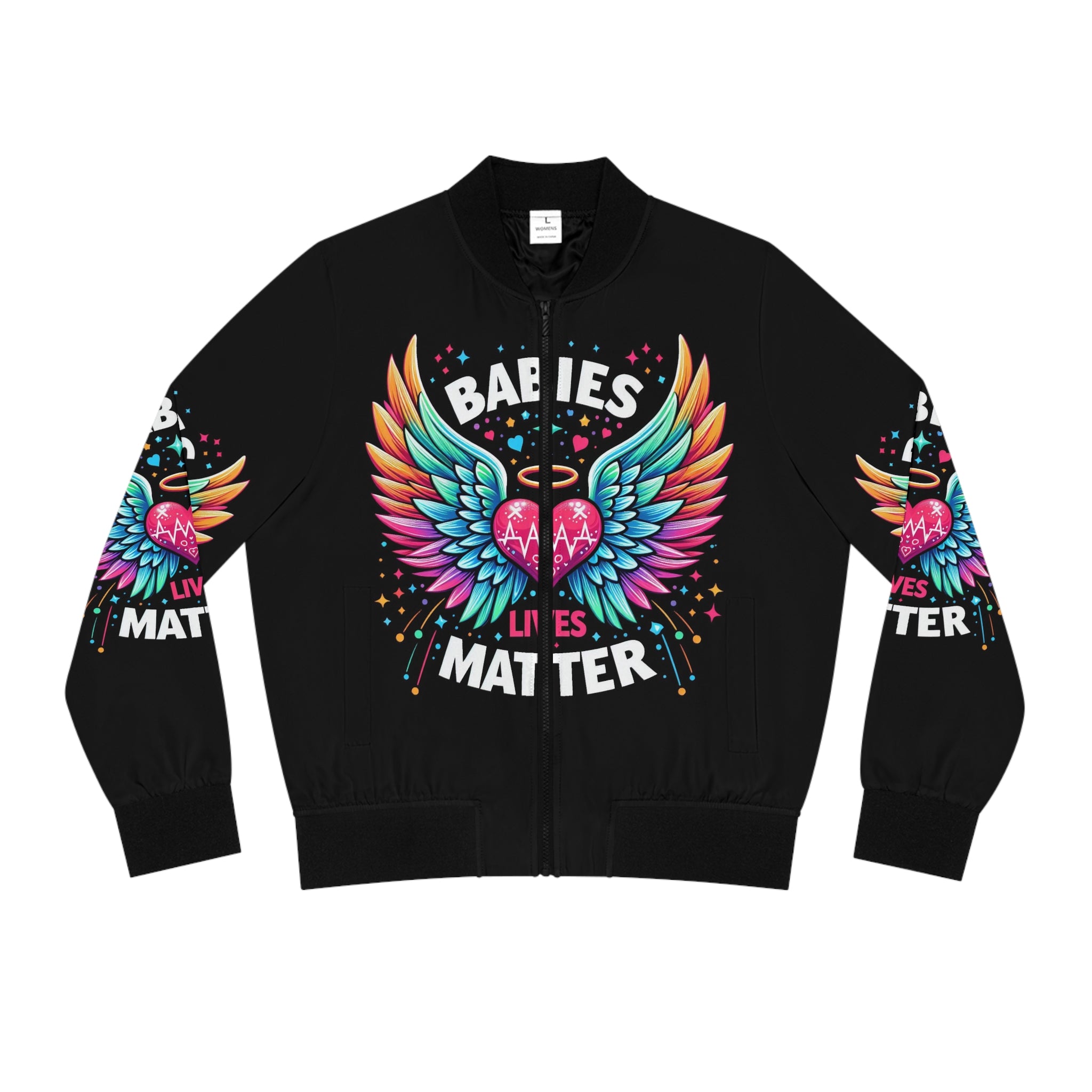 Colorful Women's Bomber Jacket - Babies Lives Matter