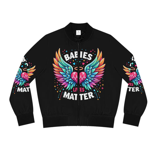 Colorful Women's Bomber Jacket - Babies Lives Matter