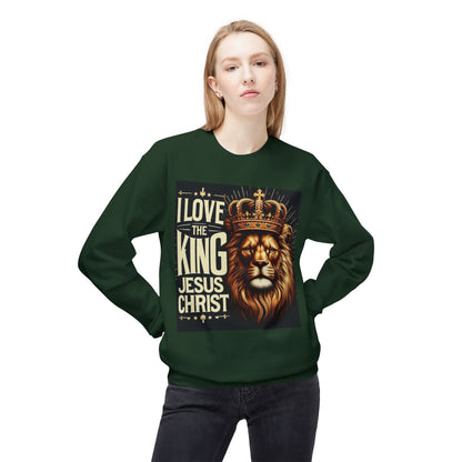 Unisex Fleece Sweatshirt - 'I Love The King Jesus Christ' Design