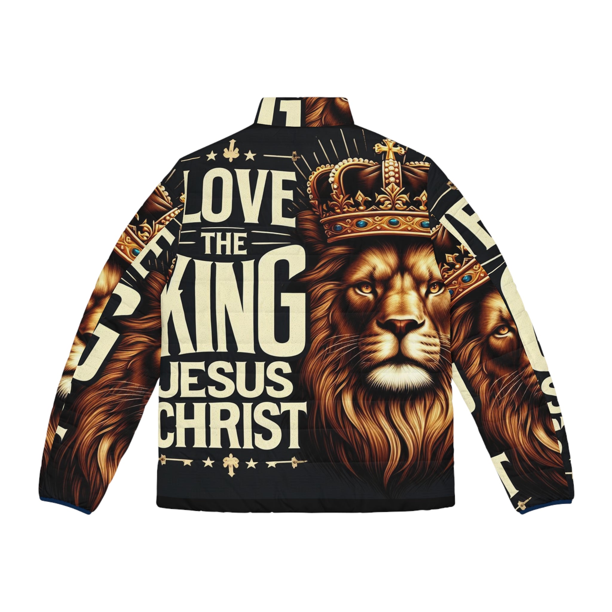 Puffer Jacket - Love the King Jesus Christ Lion Design