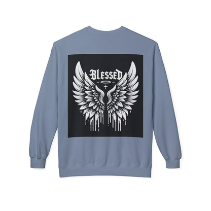 Blessed Wings Unisex Fleece Crewneck Sweatshirt - Softstyle Classic for Faith & Comfort