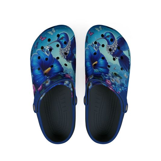 Floral Blue EVA Foam Rubber Shoes for Comfort and Style