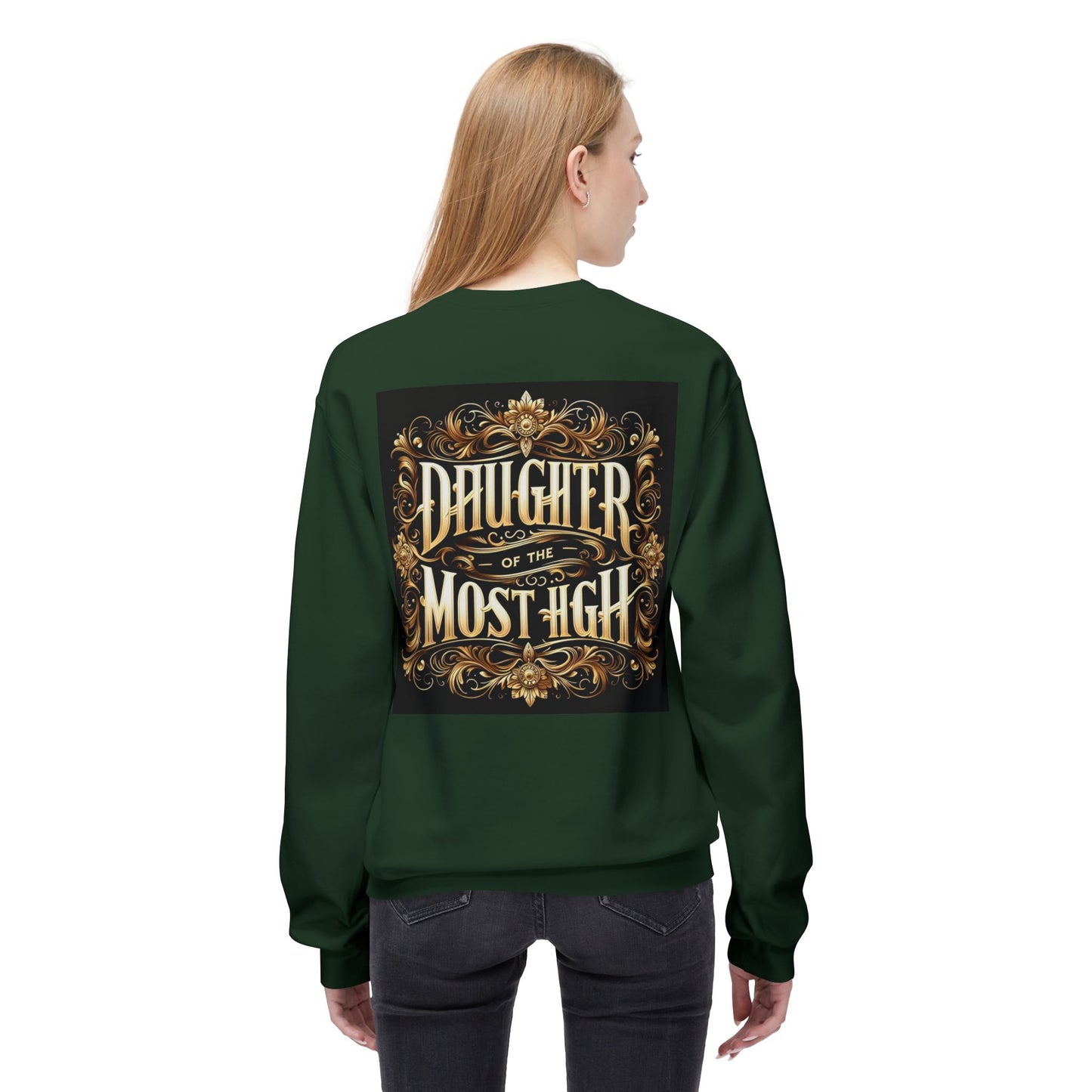 Daughter of the Most High Fleece Crewneck Sweatshirt - Unisex Inspirational Apparel