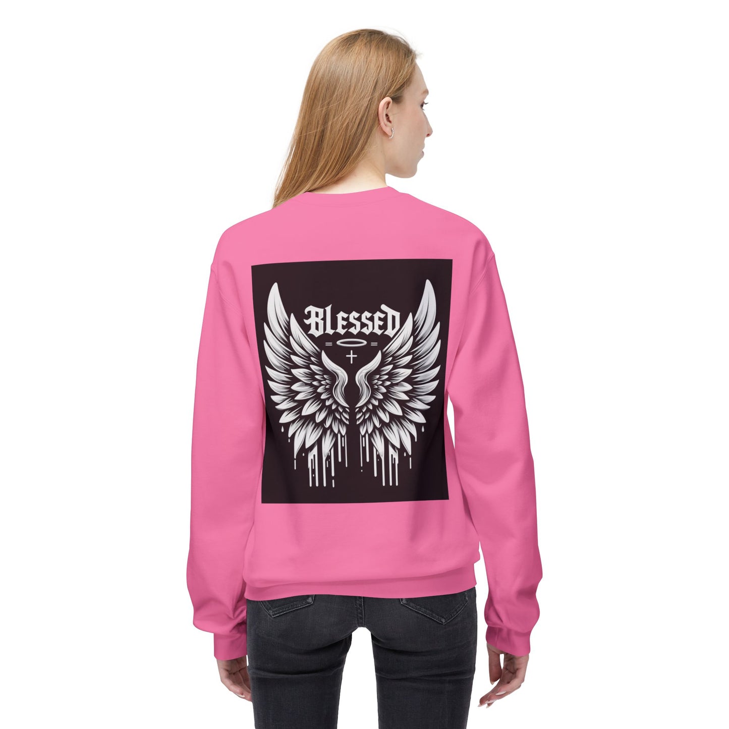 Blessed Wings Unisex Fleece Crewneck Sweatshirt - Softstyle Classic for Faith & Comfort