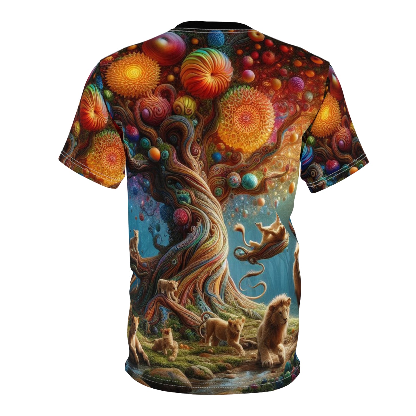 Cosmic Tree Unisex Cut & Sew Tee - Vibrant Nature & Animals Design