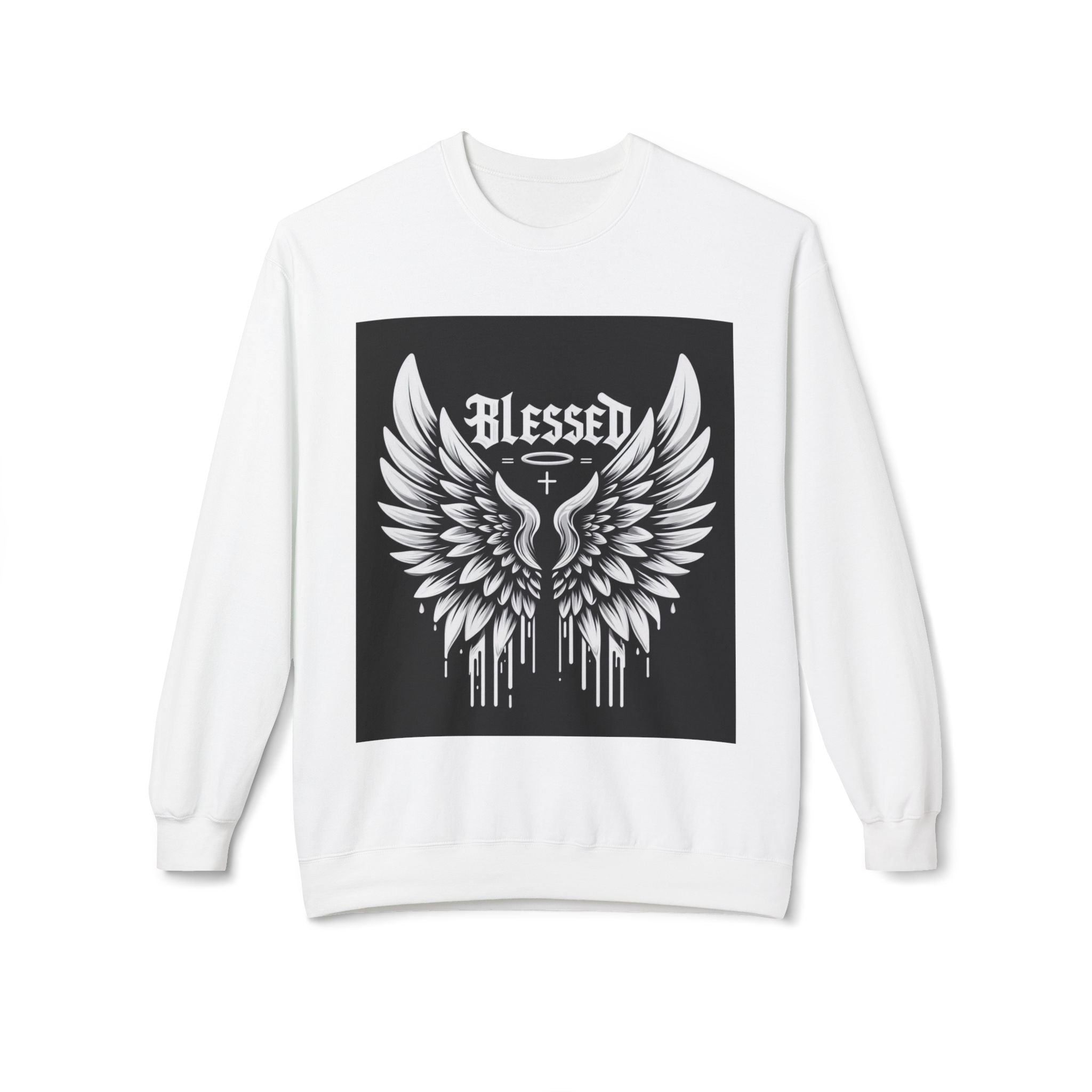 Blessed Wings Unisex Fleece Crewneck Sweatshirt - Softstyle Classic for Faith & Comfort