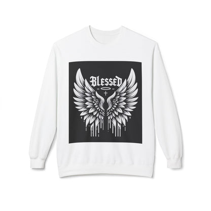 Blessed Wings Unisex Fleece Crewneck Sweatshirt - Softstyle Classic for Faith & Comfort