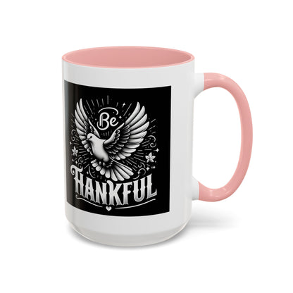 Be Thankful Accent Coffee Mug - Black Winged Design for Daily Inspiration