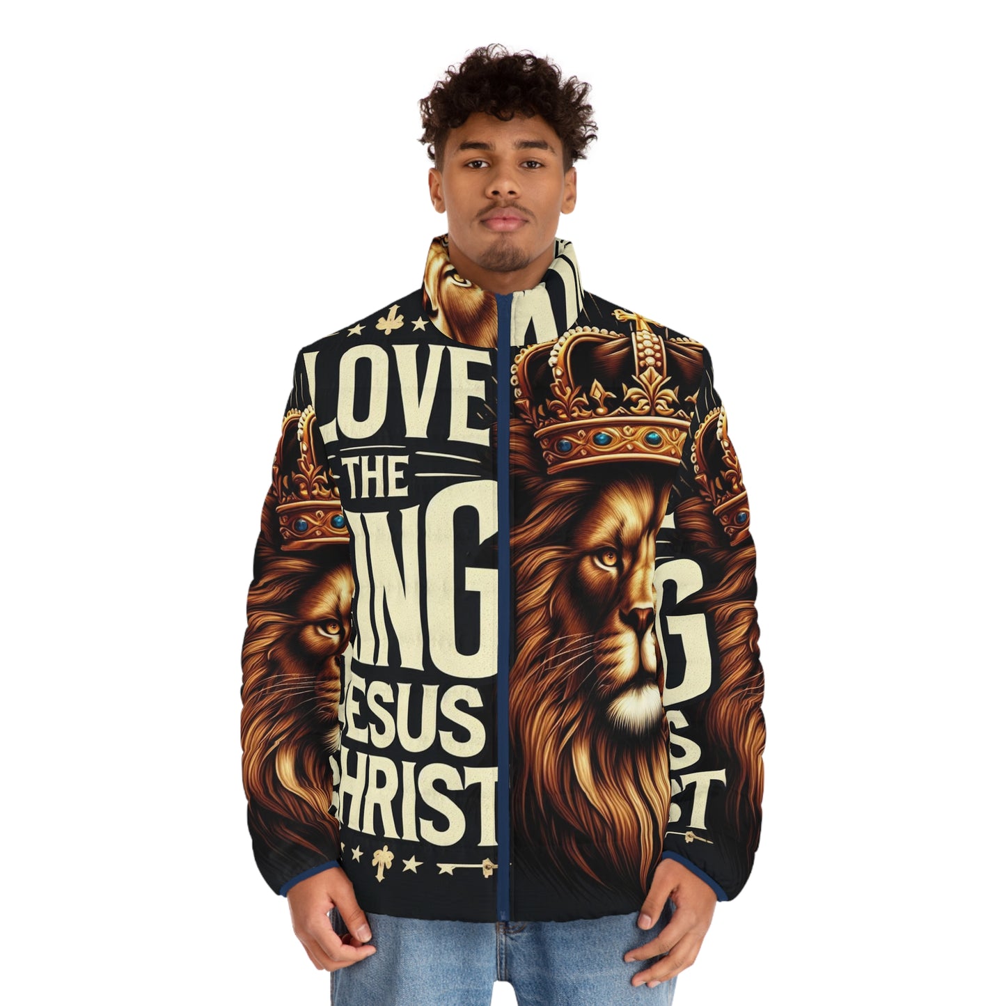 Puffer Jacket - Love the King Jesus Christ Lion Design