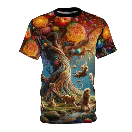 Cosmic Tree Unisex Cut & Sew Tee - Vibrant Nature & Animals Design