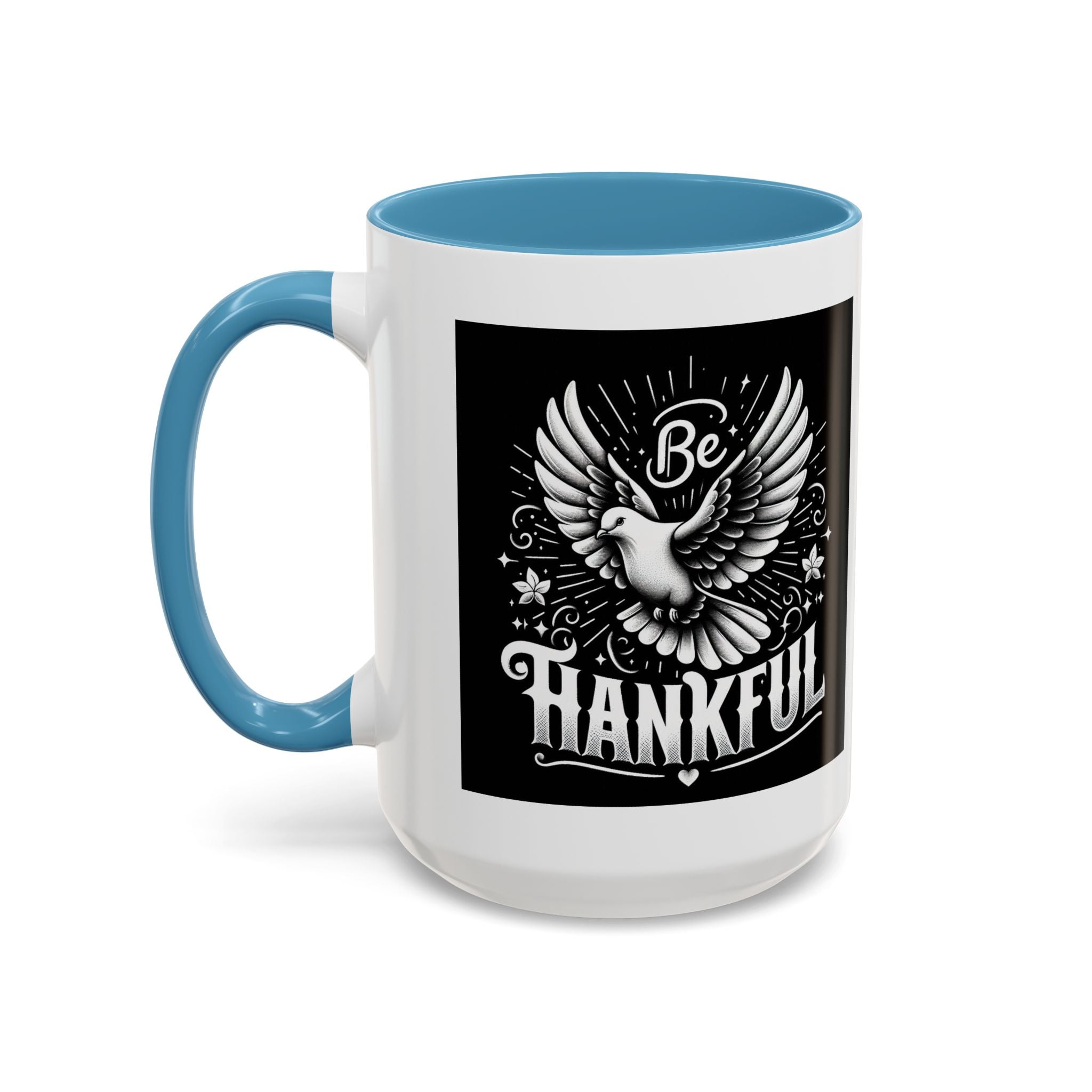 Be Thankful Accent Coffee Mug - Black Winged Design for Daily Inspiration