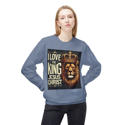 Unisex Fleece Sweatshirt - 'I Love The King Jesus Christ' Design