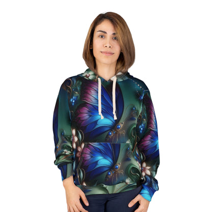 Vibrant Butterfly Unisex Pullover Hoodie - Artistic Floral Design