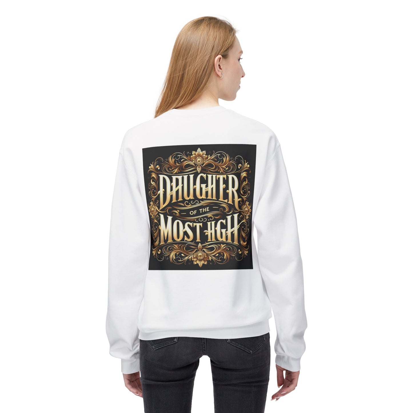 Daughter of the Most High Fleece Crewneck Sweatshirt - Unisex Inspirational Apparel