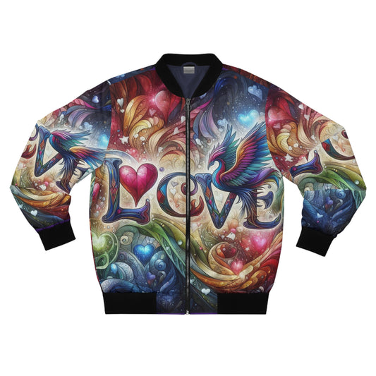 Vibrant Love Bomber Jacket  - Colorful Heart Design