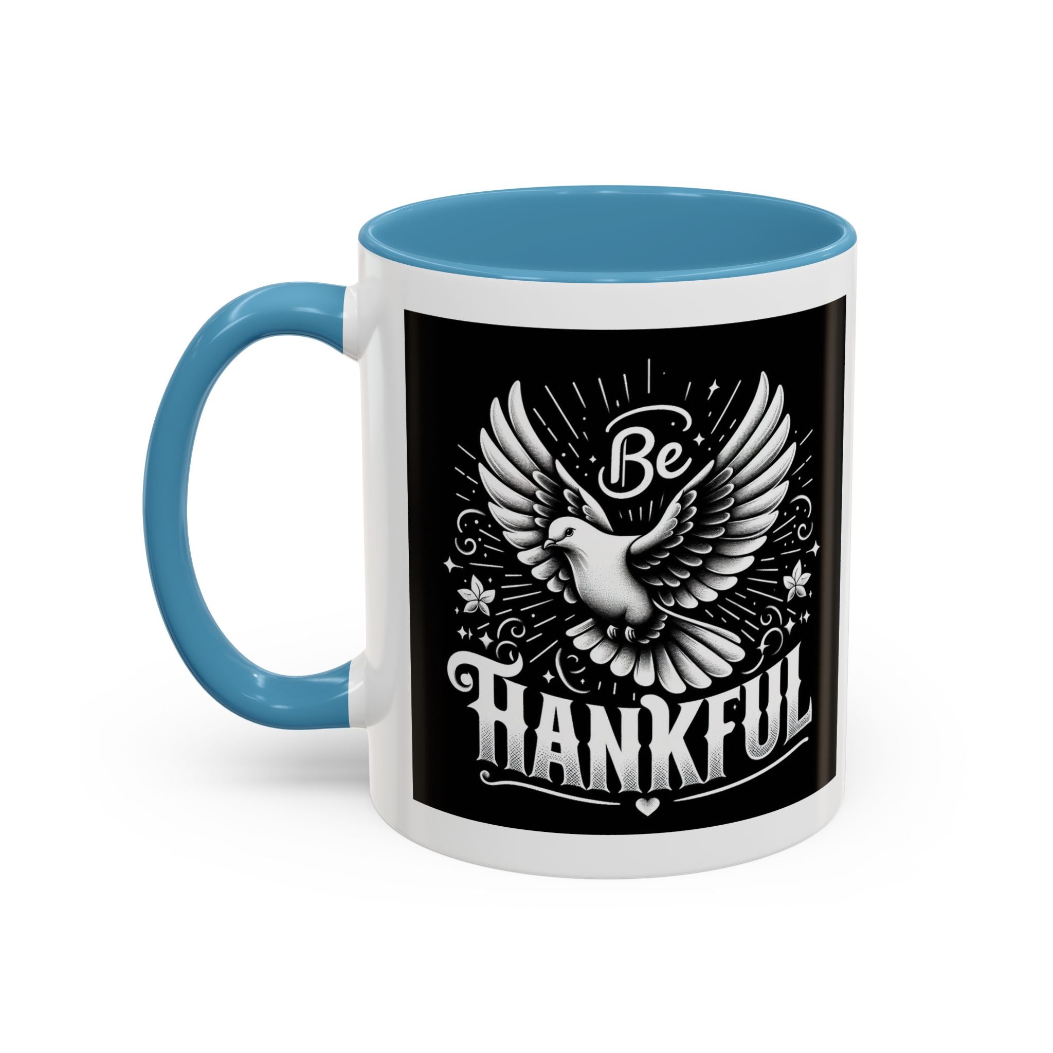 Be Thankful Accent Coffee Mug - Black Winged Design for Daily Inspiration