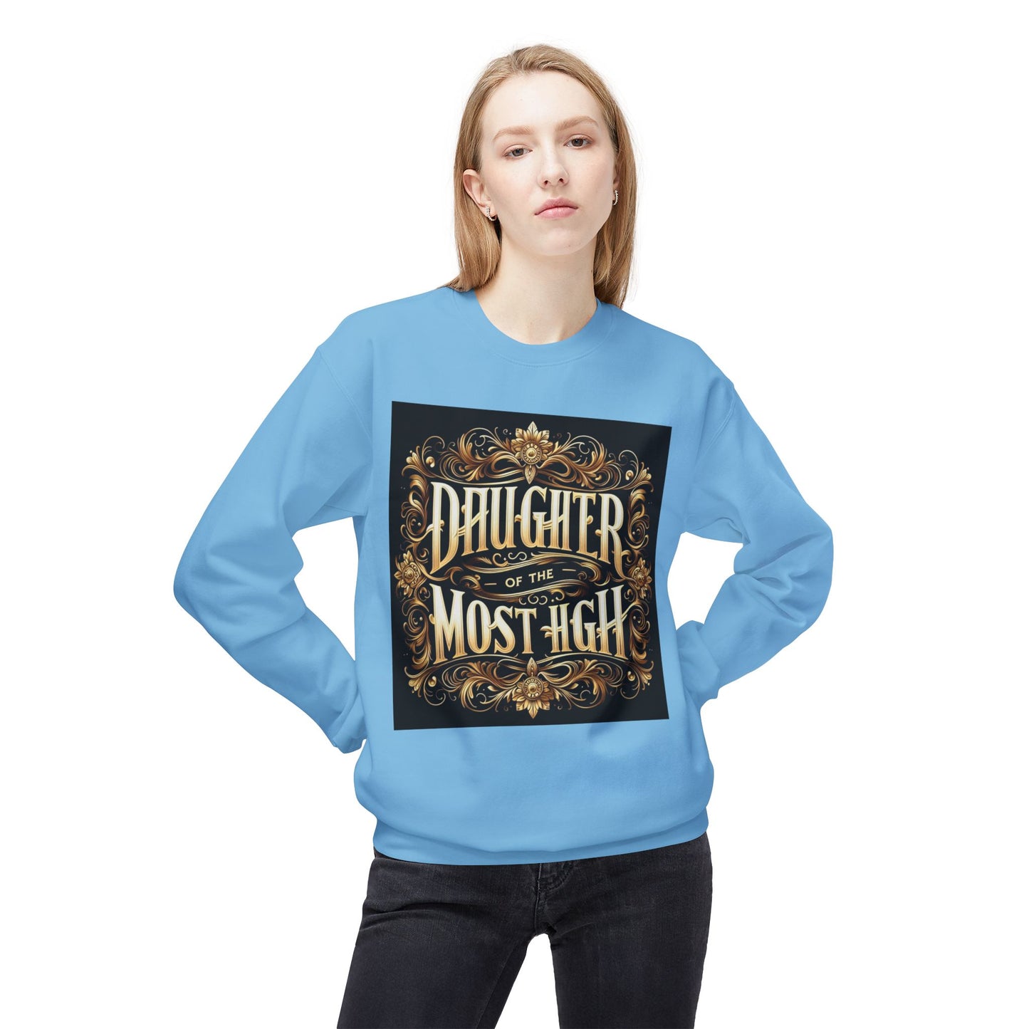 Daughter of the Most High Fleece Crewneck Sweatshirt - Unisex Inspirational Apparel