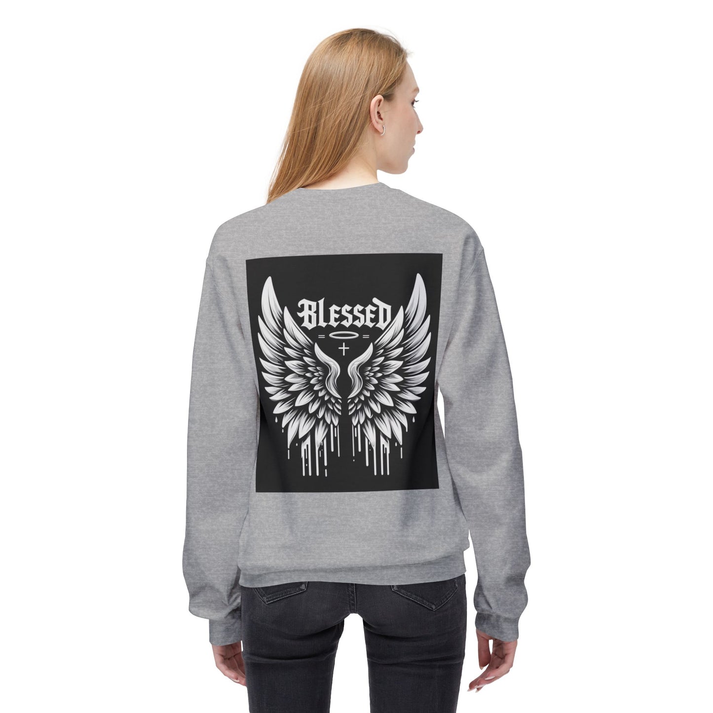 Blessed Wings Unisex Fleece Crewneck Sweatshirt - Softstyle Classic for Faith & Comfort