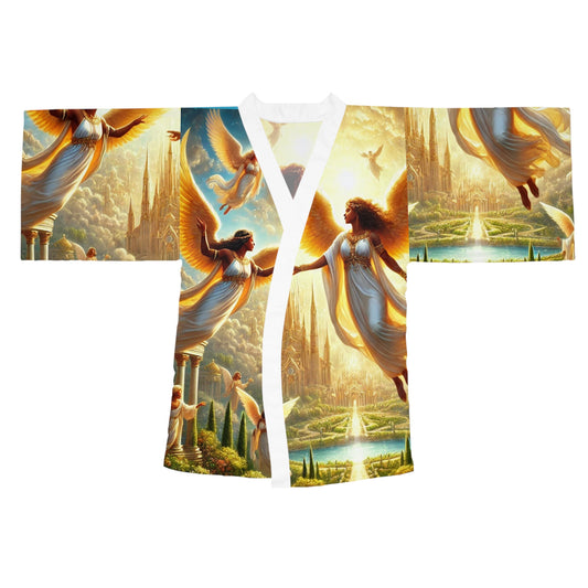 Heavenly Angel Long Sleeve Kimono Robe - Ethereal Comfort for Spiritual Retreats