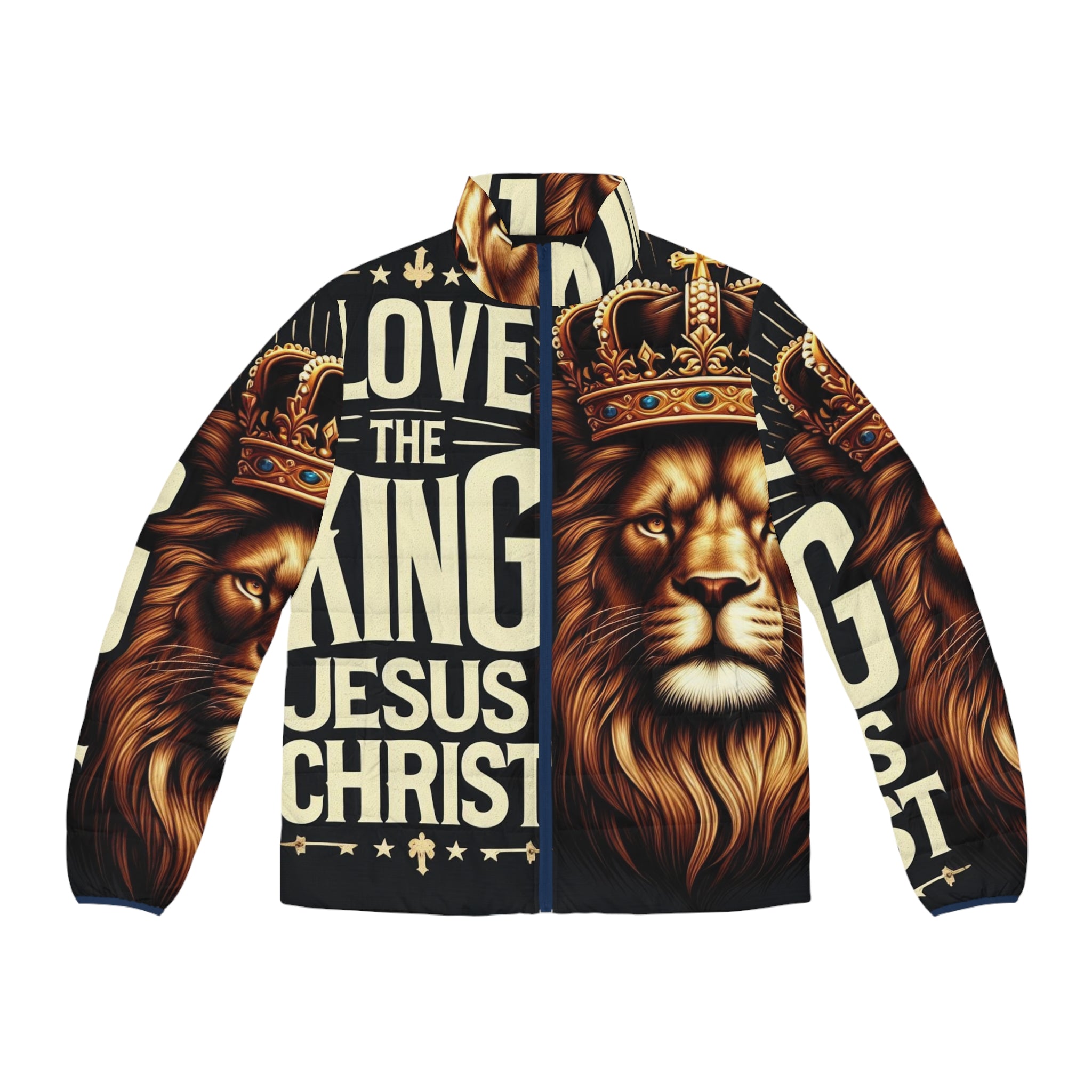 Puffer Jacket - Love the King Jesus Christ Lion Design