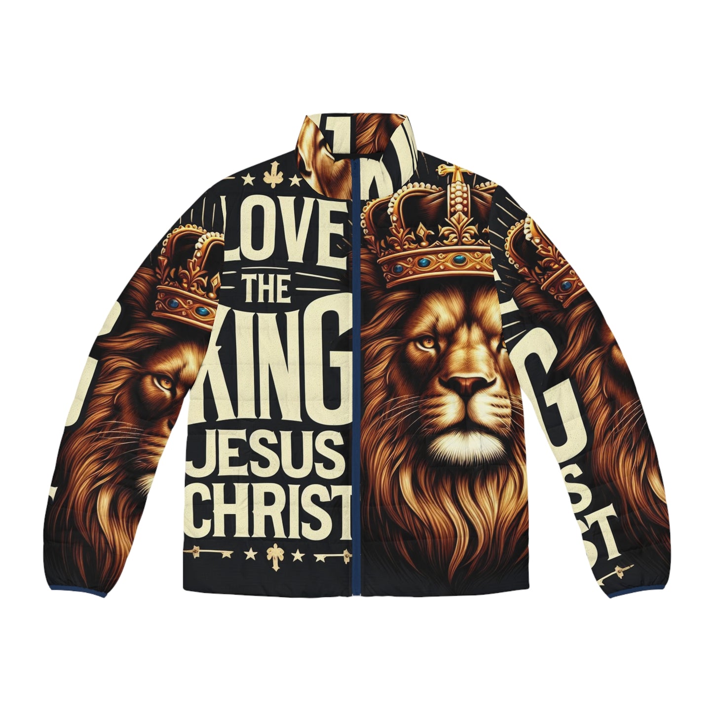 Puffer Jacket - Love the King Jesus Christ Lion Design