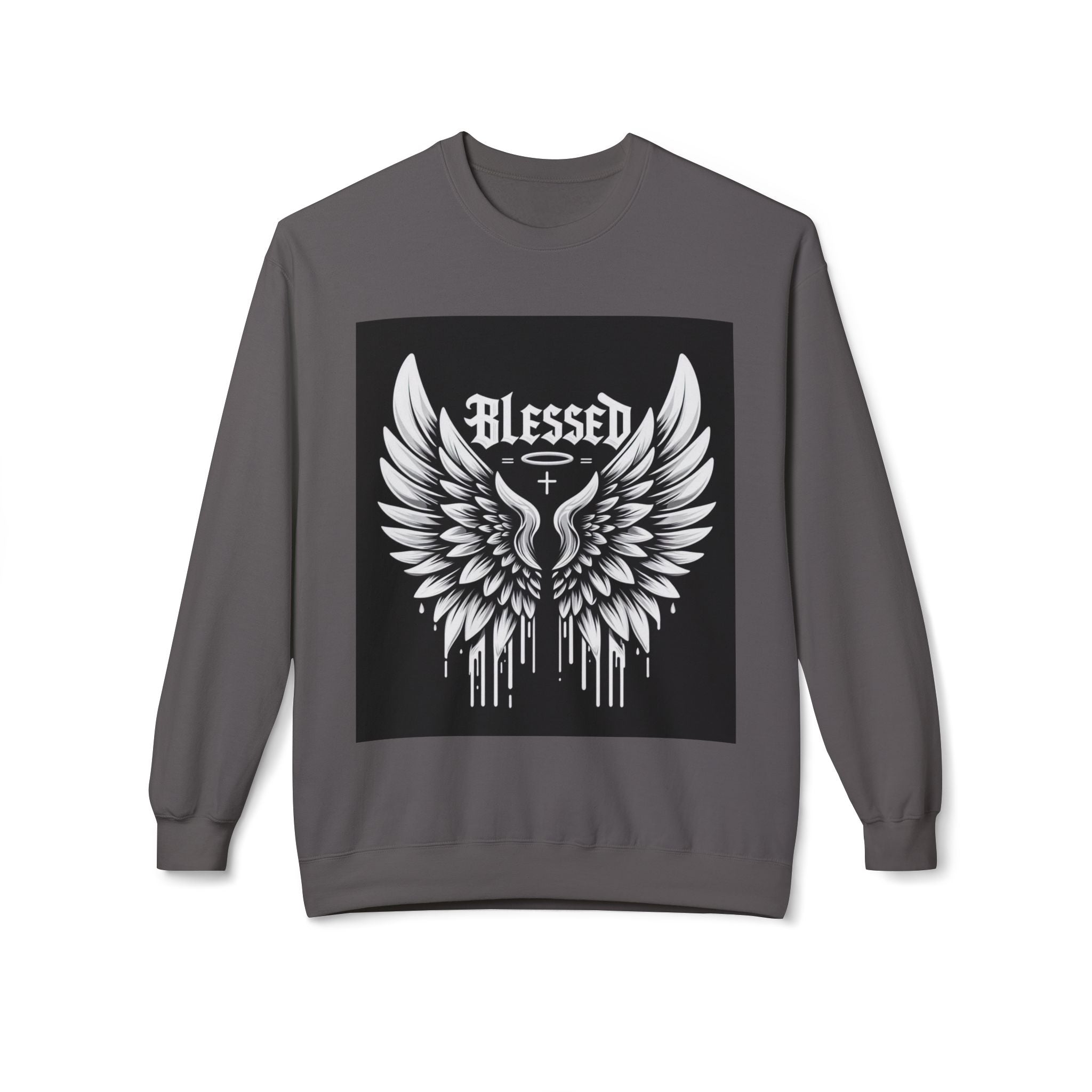 Blessed Wings Unisex Fleece Crewneck Sweatshirt - Softstyle Classic for Faith & Comfort