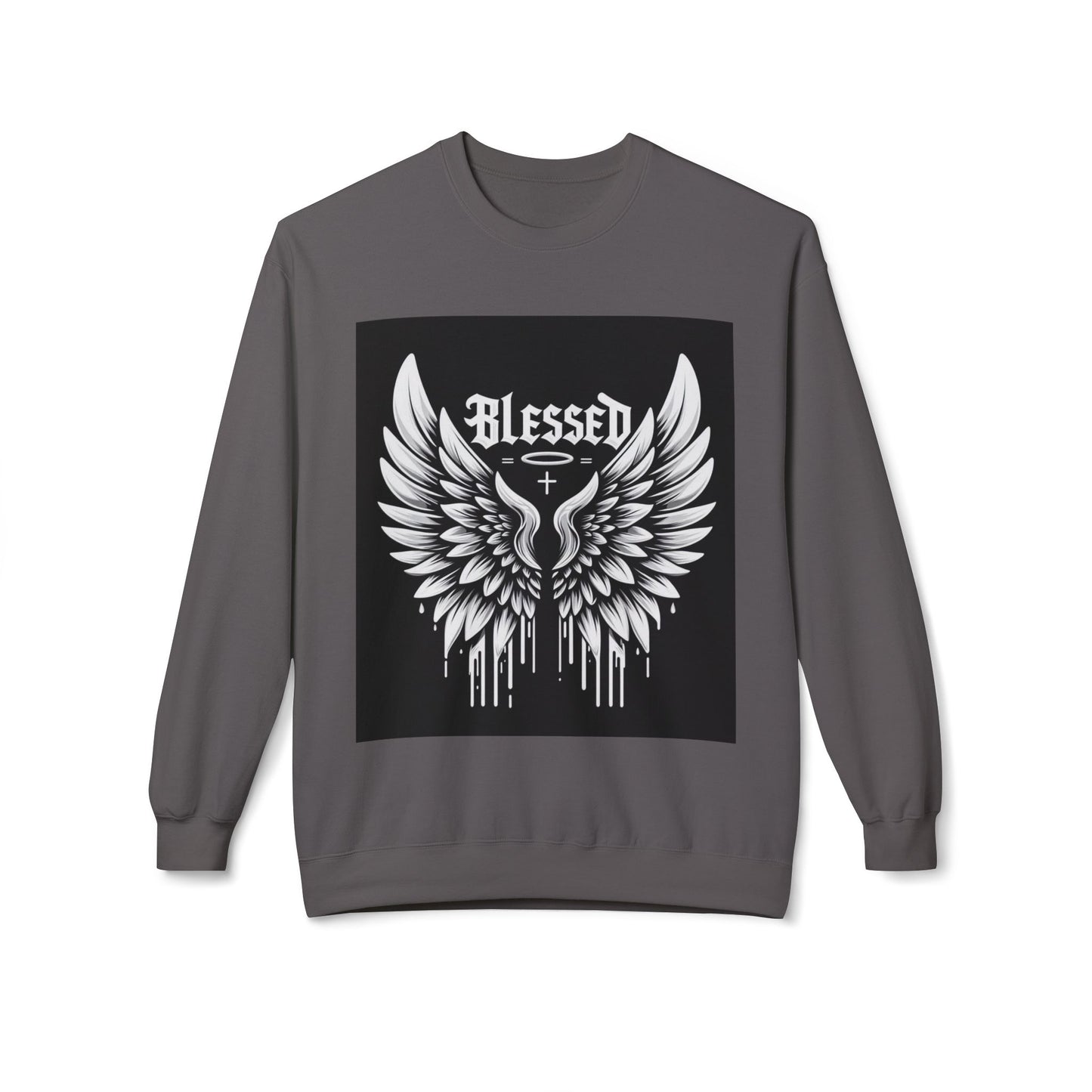 Blessed Wings Unisex Fleece Crewneck Sweatshirt - Softstyle Classic for Faith & Comfort