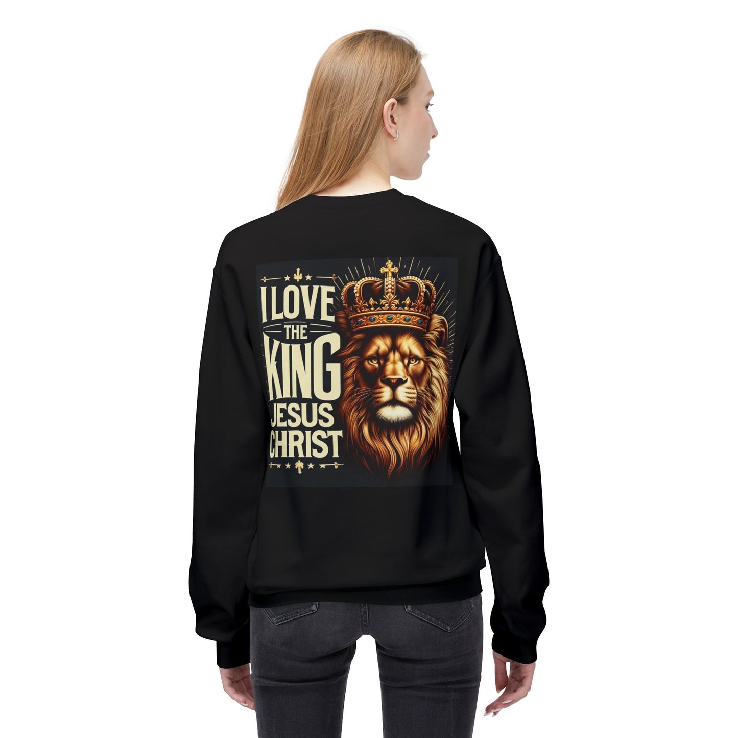 Unisex Fleece Sweatshirt - 'I Love The King Jesus Christ' Design