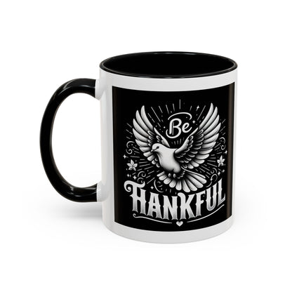 Be Thankful Accent Coffee Mug - Black Winged Design for Daily Inspiration