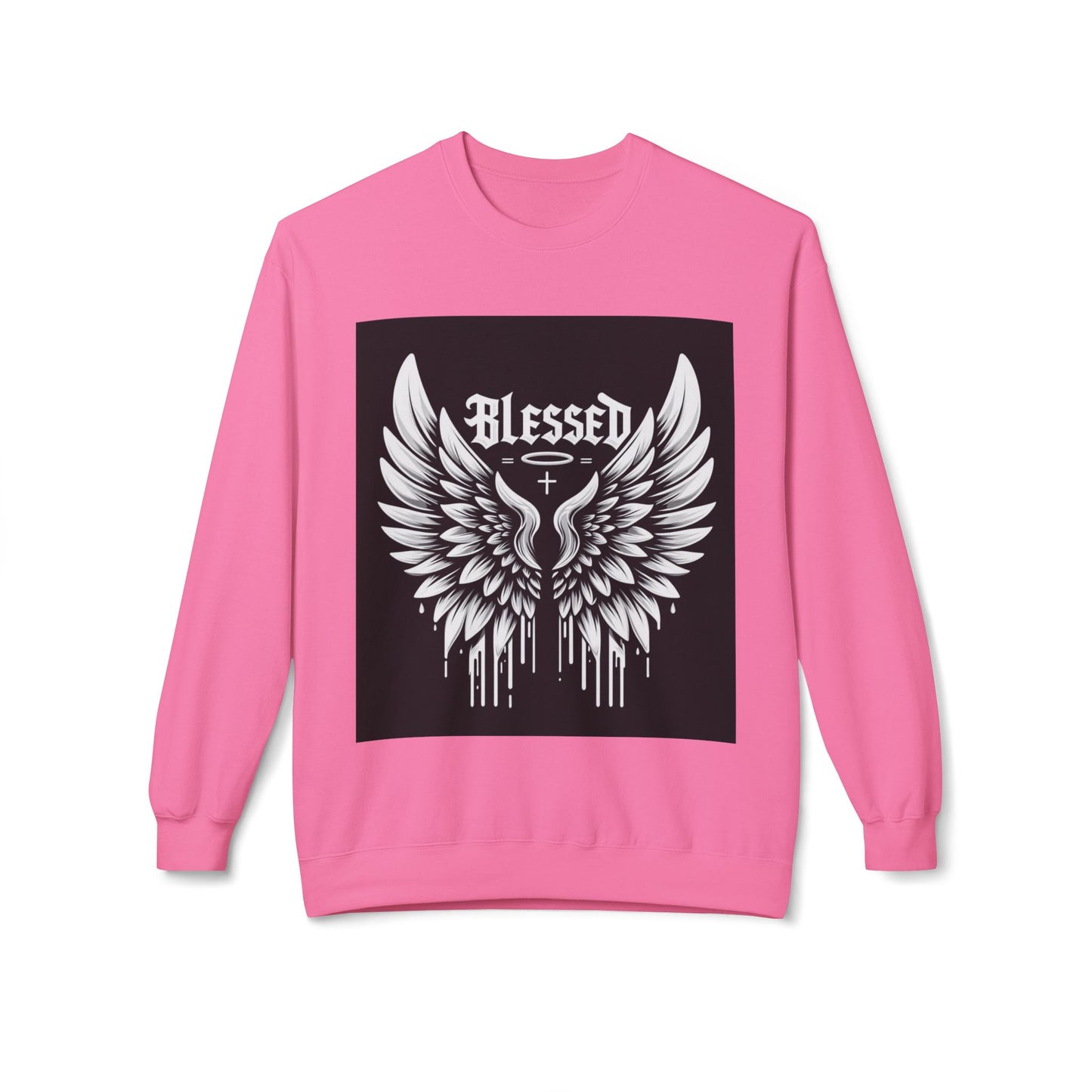 Blessed Wings Unisex Fleece Crewneck Sweatshirt - Softstyle Classic for Faith & Comfort