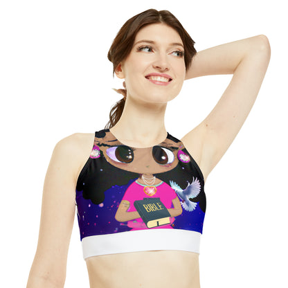 High Neck Crop Bikini Top (AOP)