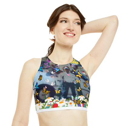 High Neck Crop Bikini Top (AOP)