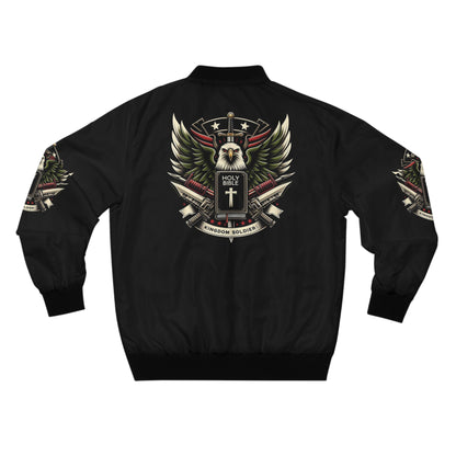 Men's Bomber Jacket with Bold Eagle Design - Military Style Outerwear