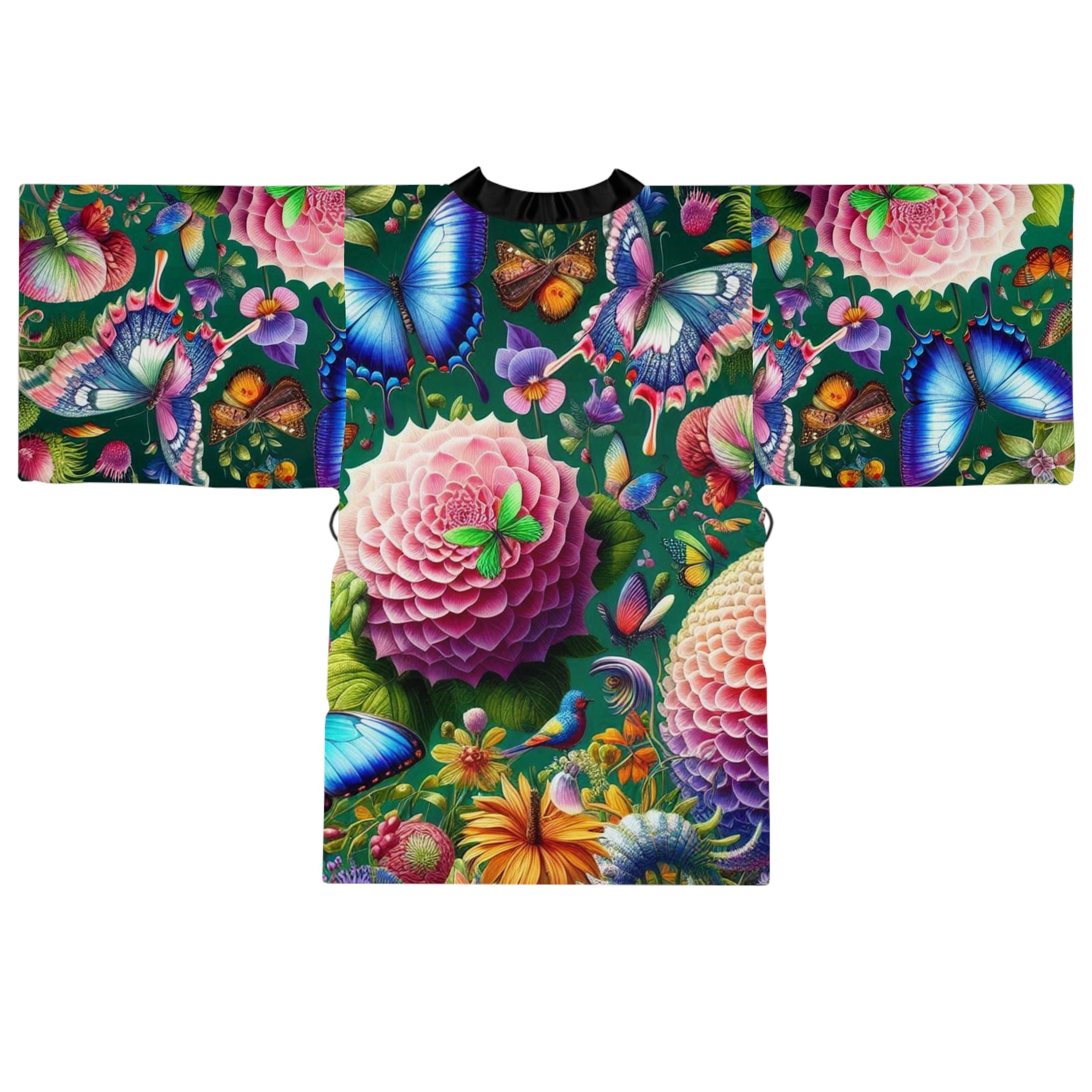 Vibrant Floral Long Sleeve Kimono Robe – Perfect for Relaxation and Special Occasions