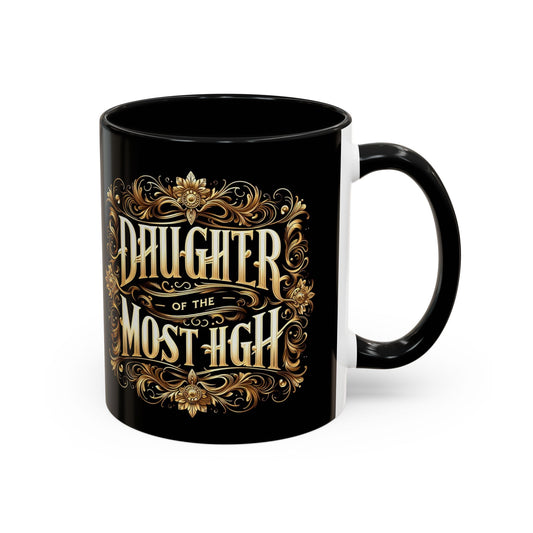 Daughter of the Most High Accent Coffee Mug | Elegant Black Ceramic | Perfect Gift for Celebrations