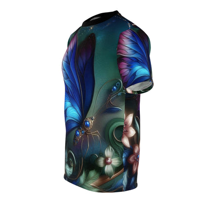 Butterfly Dreams Unisex Cut & Sew Tee – Vibrant Floral Graphic Shirt for Nature Lovers